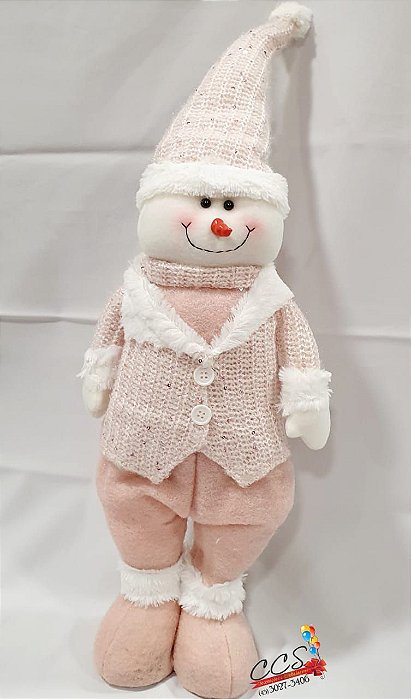 Boneco de Neve em Pé Natal Rosa - 46cm - Ref 72725001 D&A