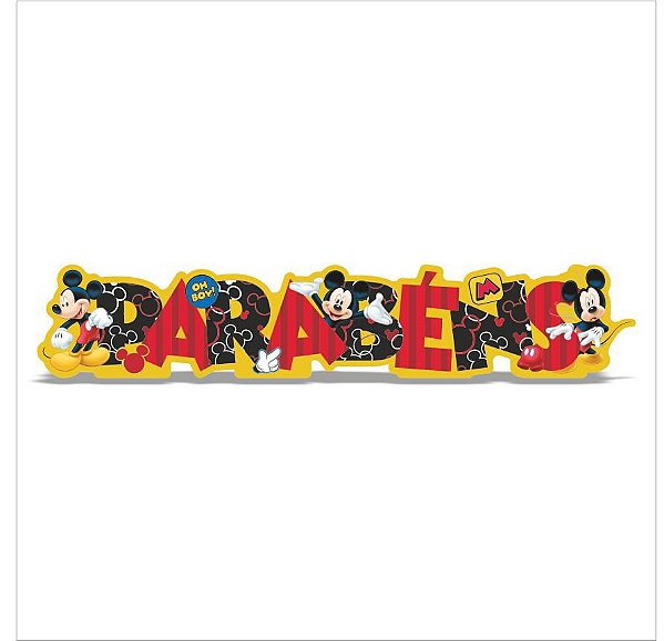 Enfeite Impresso Parabéns Mickey 14x74.5cm - Ref 302049 Piffer