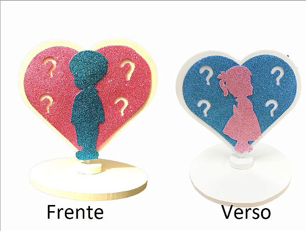 Enfeite Decorativo de E.V.A Coração com Glitter Chá Revelação com 1 Un - Ref 120008 Piffer