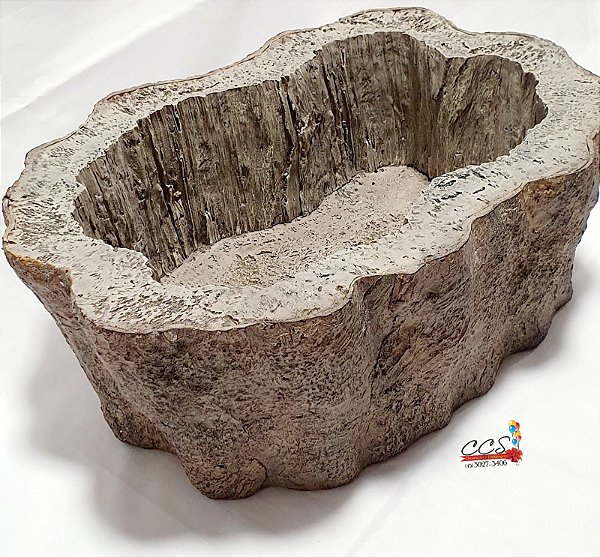 Vaso Decorado de Resina Tronco Marrom 37,5X26,5X14cm - Ref 68917001 D&A