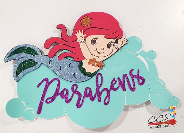 Painel de E.V.A Faixa Parabéns Sereia - Grintoy