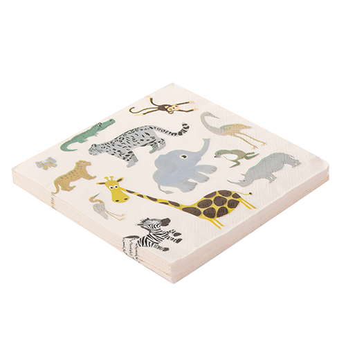 Guardanapo de Papel Estampado Animais Safari 32x32cm com 20 Un - Silver Plastic