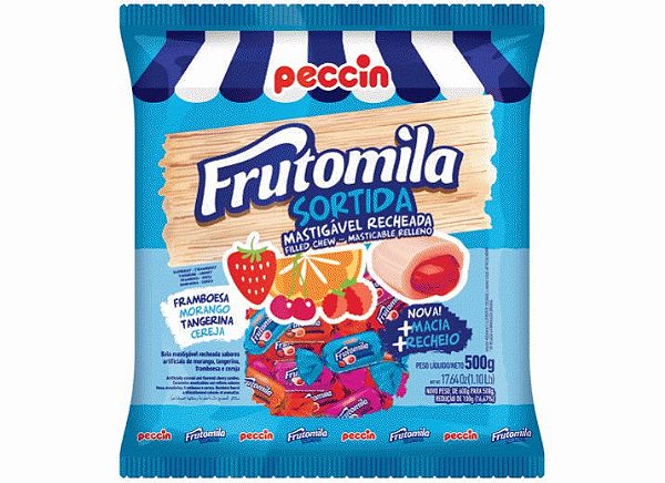 Bala Mastigável Frutomila Sortida - Pacote com 500 Gramas - Peccin