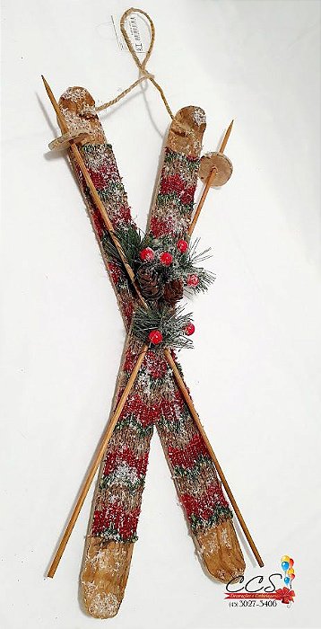 Enfeite Decorativo Ski com Berry Vermelho 47cm - Ref 64023001 D&A