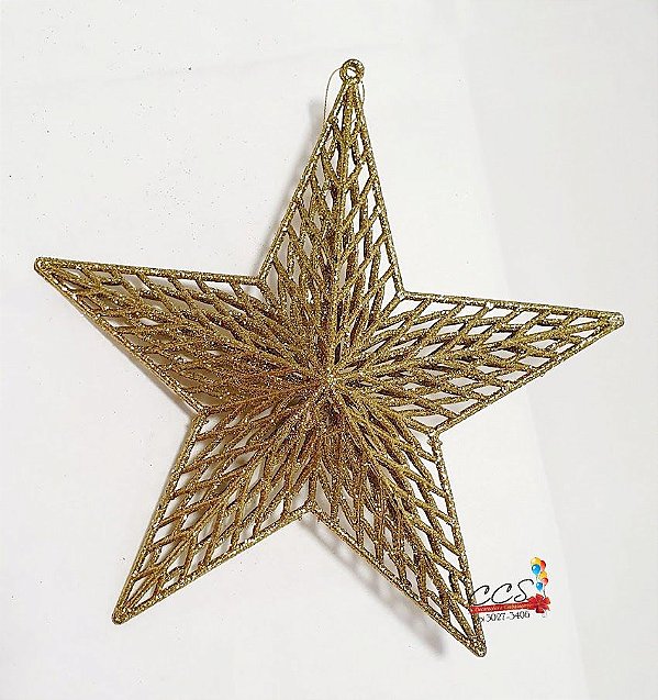 Enfeite Para Pendurar Estrela Dourada com Glitter 23cm - Ref 72494001 D&A