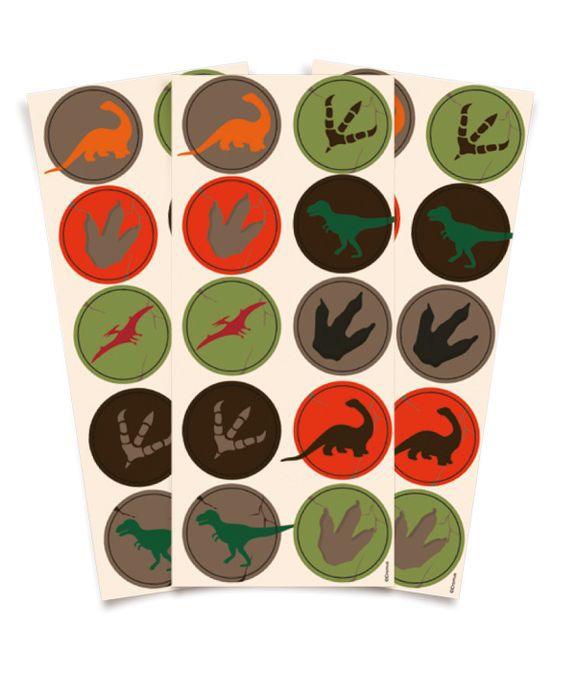 Adesivo Redondo Mundo dos Dinossauros com 30 Un - Ref 28110095 Cromus