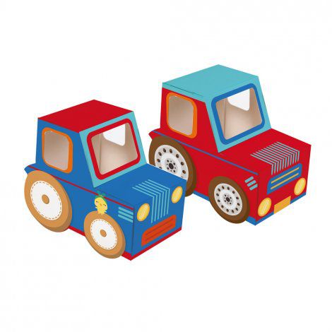 Cachepo Festa Fazendinha Trator Azul e Vermelho com 8 Unidades - Cromus 23012327