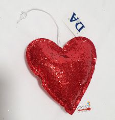 Enfeite Para Pendurar Coração Vermelho de Glitter 12x12cm com 1 Unidade - Ref 66497002 D&A