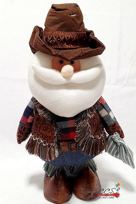 Boneco Papai Noel Cowboy em Pé 37,5cm - Ref 74325001 D&A