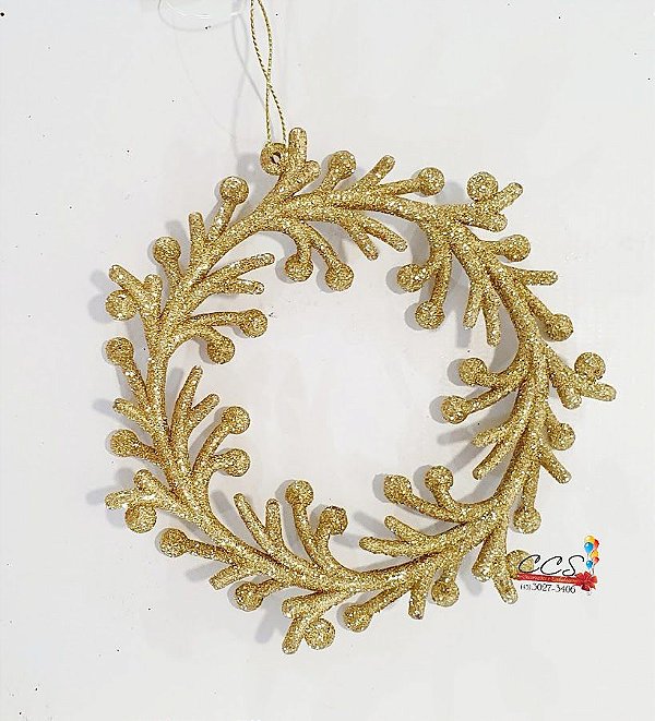 Mini Guirlanda Para Pendurar Dourada Gold Touch 14x14cm - Ref 1710602 Cromus Natal