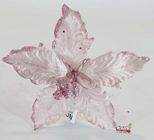 Flor de Natal Poisenttia Rosa Bebe - Flores Cabo Médio - Ref 1025012 Cromus Natal