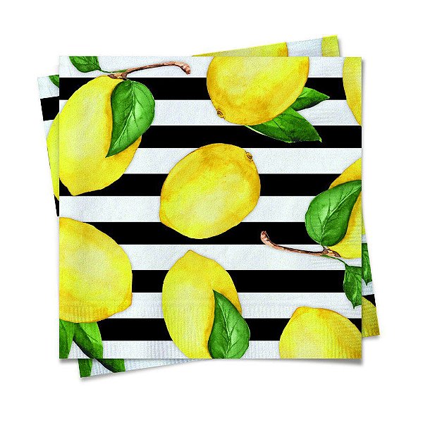 Guardanapo de Papel Decorado Limão Siciliano 32x5x32,5cm com 20 Un - Ref 19000584 Cromus