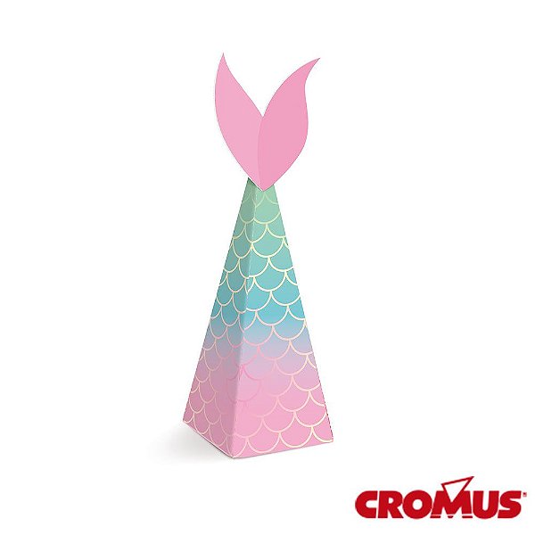 Caixa Mini Cone com Aplique Sereia 4x4x12cm com 8 unidades - Ref 23011450 Cromus