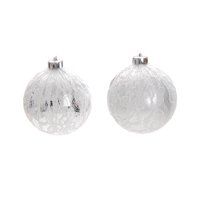 Bolas de Natal Prata com Renda Branca 8cm - Jogo com 6 Unidades - Ref 1517882 Cromus Natal