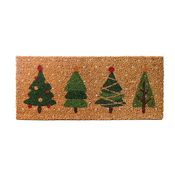 Capacho Pinheiros Natalinos 25x55cm - Tapetes e Capachos Natalinos - Ref 1351506 Cromus Natal