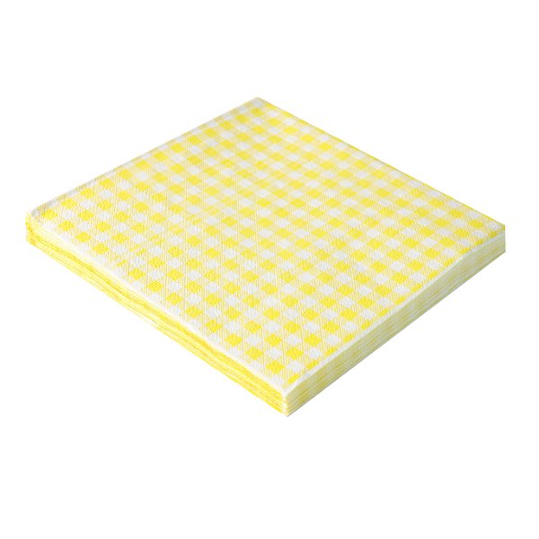 Guardanapo de Papel 32x32cm Xadrez Amarelo com 20Un - Silver Plastic