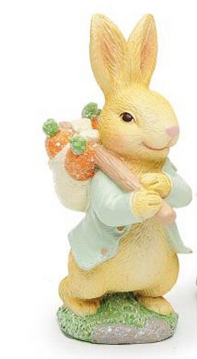 Coelho de Resina com Cesta de Cenouras nas Costas P - Coleção Ternura - Ref 1014696 Páscoa Cromus