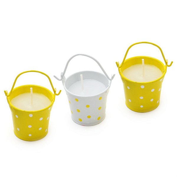 Vela no Baldinho de Alumínio 5x4x4cm Jogo com 3 Unidades Amarelo - Ref 1320281 Páscoa Cromus