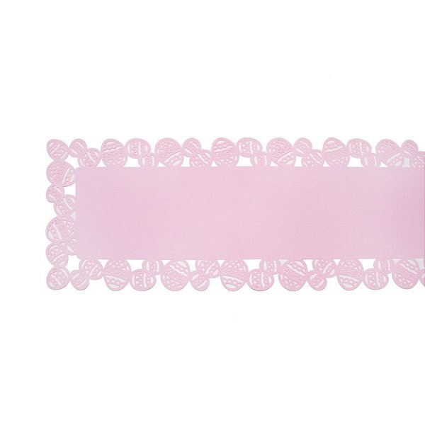 Caminho de Mesa em Feltro Borda Ovo Rosa Bebe 40x180 com 1 Unidade - Ref 1013735 Páscoa Cromus