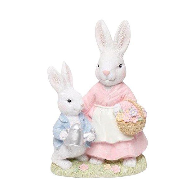 Casal de Coelhos Mãe e Filho P 15x10x15cm - Coleção Cute Family - Ref 1827426 Páscoa Cromus
