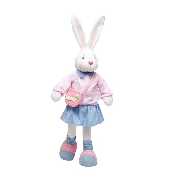 Coelha em Pé com Bolsa e Pé para Trás Rosa e Azul Tam P 55cm - Coleção Teen - Ref 1826784 Páscoa Cromus