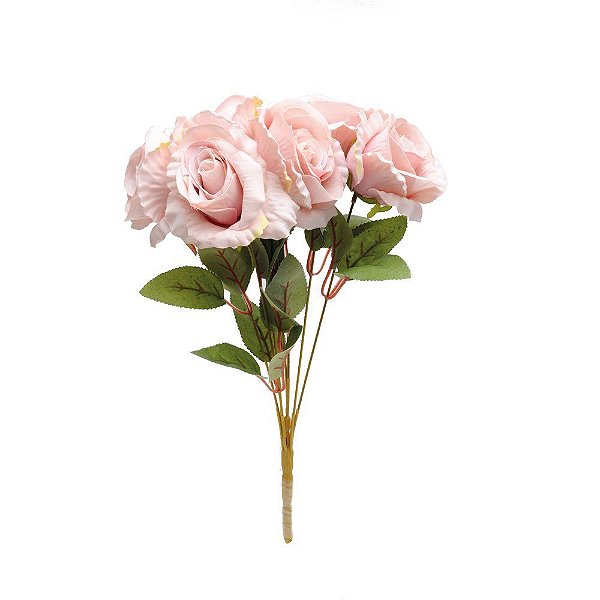 Buque de Rosas Rosa Claro 7 Flores - Flores Permanentes - Ref 1013058  Cromus - CCS Decorações