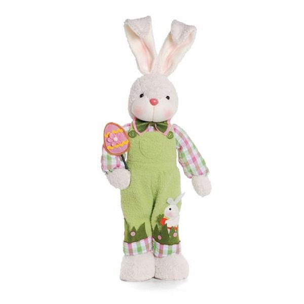 Coelho em Pé de Macacão Verde Segurando Placa de Ovo 59cm - Coleção Jelly - Ref 1422248 Páscoa Cromus