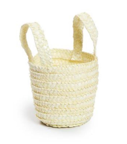 Cesta de Palha com Alça - Branca 14x9x9cm - Coleção Cestas e Potes - Ref 1820074 Cromus