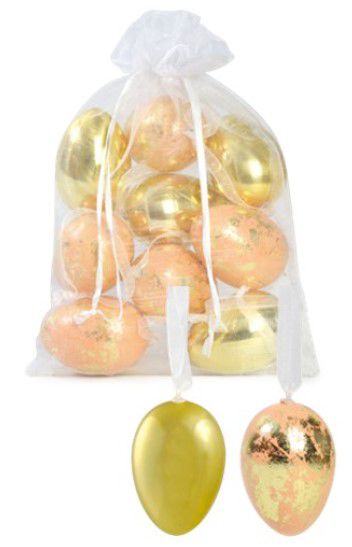 Ovos Para Pendurar Tipo Codorna Laranja e Dourado em Saco de Voal Jogo com 9 Unidades - Coleção Picolé - Ref 1821321 Páscoa Cromus