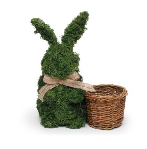 Coelho Decorativo com Cesta de Musgo Natural 25x20x10cm - Coleção Moss - Ref 1827052 Páscoa Cromus