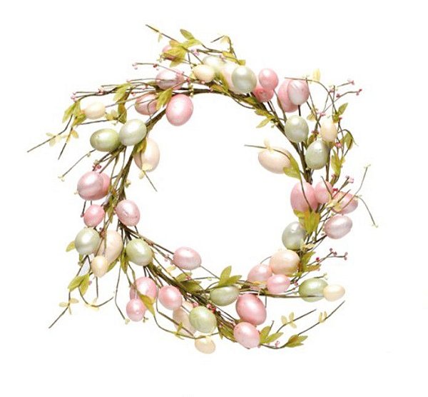 Guirlanda de Páscoa Decorada Ovos e Folhas Rosa, Amarelo e Verde Candy - Coleção Fondant - Ref 1825065 Páscoa Cromus