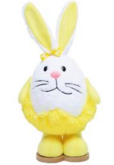 Coelho de Pelúcia Formato Ovo Branco e Amarelo 32x15x15cm - Coleção Algodão Doce - Ref 1013181AM Páscoa Cromus