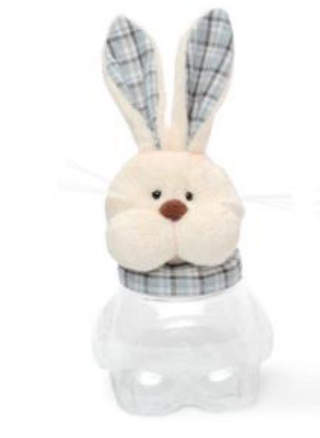 Pote Coelho Xadrez Azul 20x8x9cm com 1 Unidade - Coleção Popcorn - Ref 1013259 Páscoa Cromus