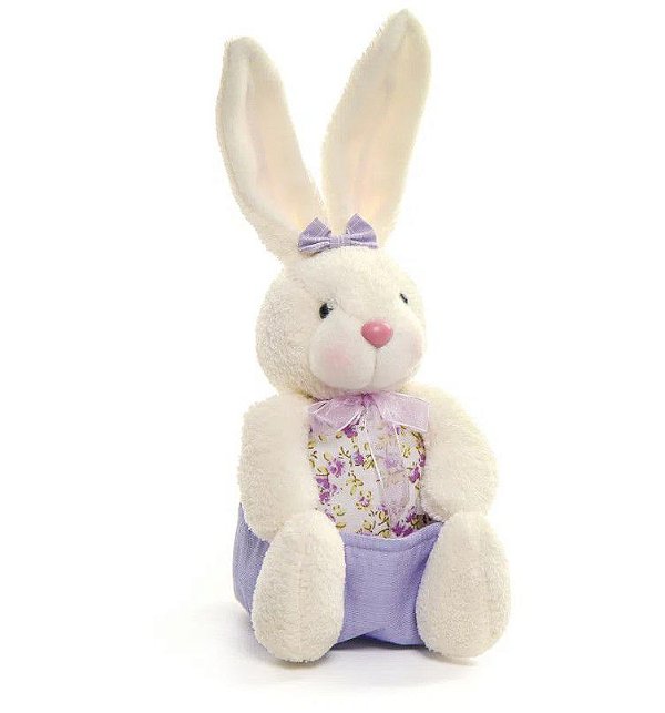 Coelha de Páscoa Sentada com Bolsão Frontal e Roupa Floral Lilas 22cm - Coleção Sweet Lilac - Ref 1822475 Páscoa Cromus