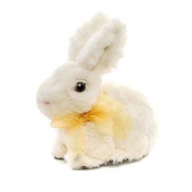 Coelho de Pelúcia Sentado com Laço Amarelo no Pescoço 14x9x13cm - Coleção Pão de Ló - Ref 1822955 Páscoa Cromus