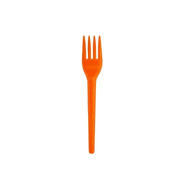 Garfo Plástico Sobremesa Neon Laranja com 50 Unidades - Bello