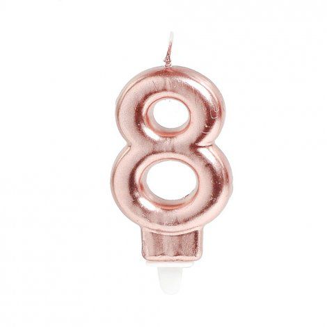 Vela de Aniversário Metalizada Rosê Gold Numero 8 - Ref 29002661 Cromus