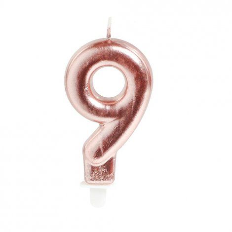 Vela de Aniversário Metalizada Rosê Gold Numero 9 - Ref 29002662 Cromus