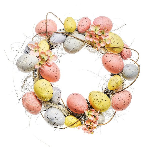 Guirlanda de Páscoa Ovos Coloridos e Flores 25cm - Coleção Fondant - Ref 1823717 Páscoa Cromus
