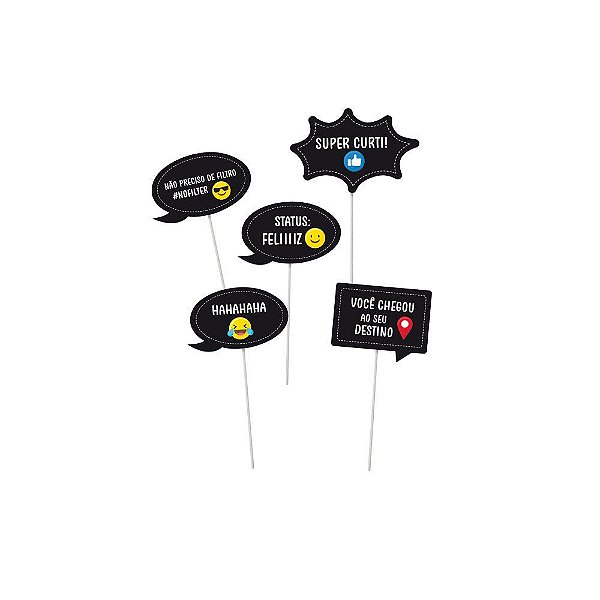 Plaquinhas Divertidas Emotions Sortidos com 8 Unidades - Festa Balada - Ref 23011877 Cromus