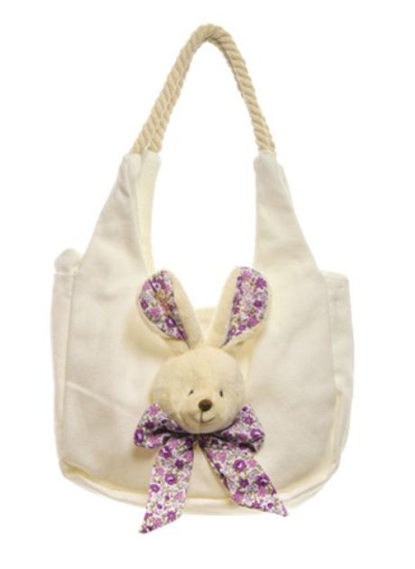 Bolsinha de Tecido com Coelho FLoral Lilas - Coleção Flower - Ref 1823518 Páscoa Cromus