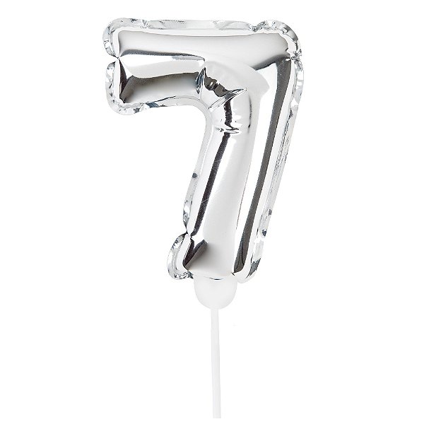 Mini Balão Auto Inflável 19cm Prata Numero 7 - Ballon Cake - Ref 29002749 Cromus