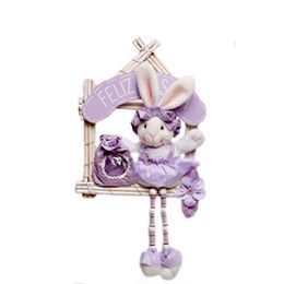 Guirlanda de Páscoa Coelha Lilas na Casinha Branca 48x24cm - Coleção Lavanda - Ref 1120484 Páscoa Cromus