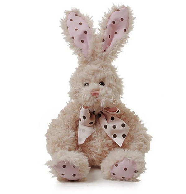Coelho de Pelúcia Fofinho Bege e Rosa 24x16x23cm - Coleção Kids - Ref 1220073 Páscoa Cromus