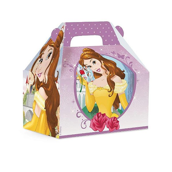 Caixa Maleta Kids G Lembrancinha Festa A Bela e a Fera 15x10x15cm com 8 Unidades - Ref 13001183 Cromus