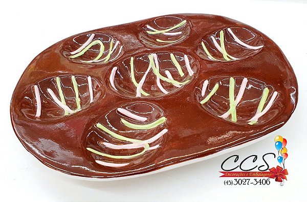 Prato de Páscoa Marrom com Berço de Ovos - Mesa Posta de Páscoa - Ref 214388 Páscoa Cromus