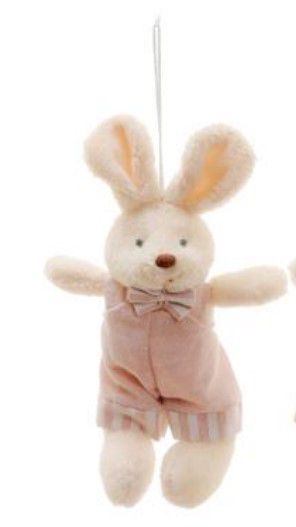 Mini Coelho de Pelúcia Roupa Rosê Listrada 15cm - Coleção Plush - Ref 1321044 Páscoa Cromus