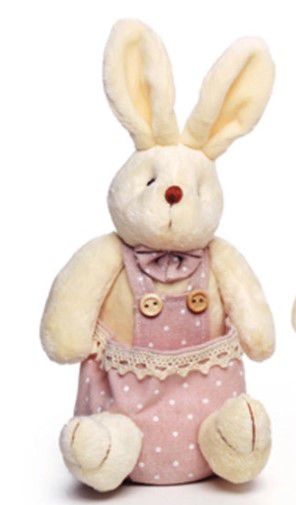 Bolsinha Redonda de Páscoa com Mini Coelho de Pelúcia Rosê 19cm - Ref 1720433R Páscoa Cromus