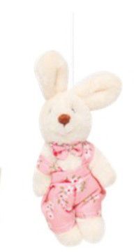Mini Coelho de Pelúcia Articulado com Roupa Floral Rosa 10cm - Coleção Pot Pourri - Ref 1826740MR Cromus