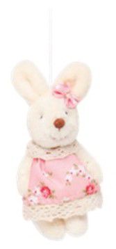 Mini Coelha de Pelúcia Articulado com Vestido Floral Rosa 10cm - Coleção Pot Pourri - Ref 1826740FR Cromus
